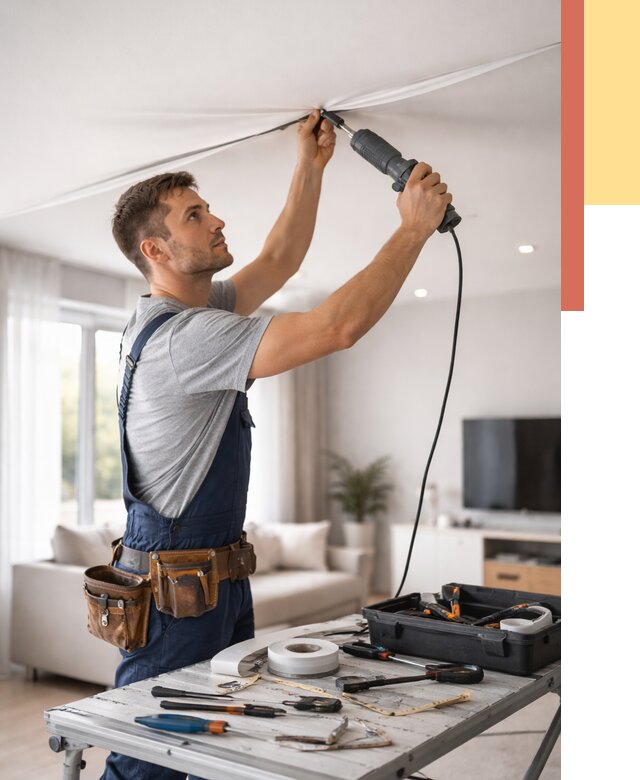 Ремонт натяжных потолков в Алапаевске от 10170 руб. под ключ — ОТДЕЛОЧНИК-Лпв