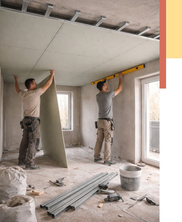 Одноуровневый потолок из гипсокартона в Алапаевске от 803 руб. — монтаж под ключ | ОТДЕЛОЧНИК-Лпв