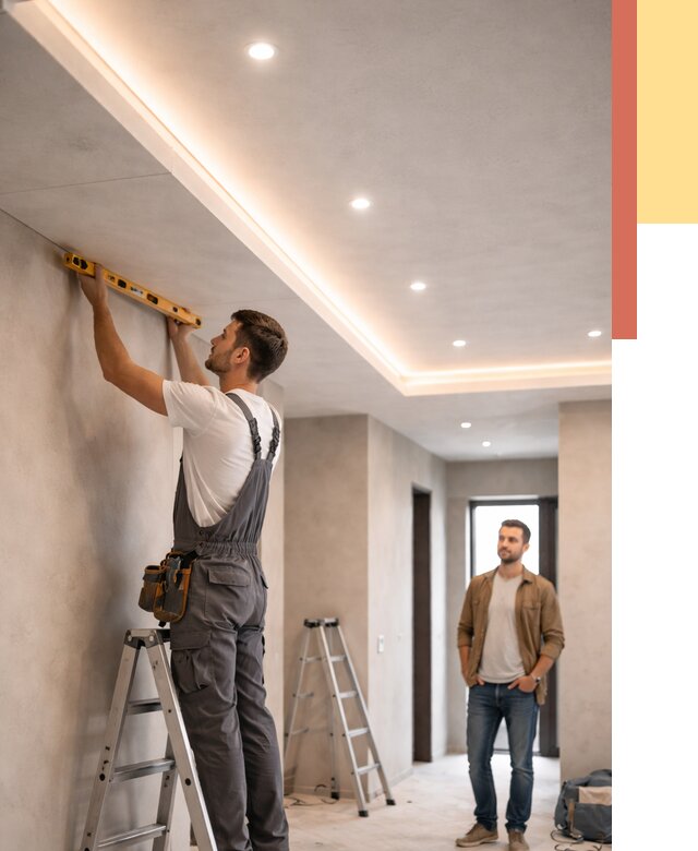 Потолок из гипсокартона с подсветкой в Алапаевске от 803 руб./м2 под ключ | ОТДЕЛОЧНИК-Лпв