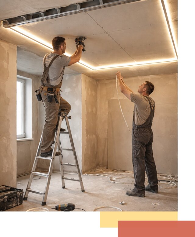 Потолок из гипсокартона с подсветкой в Алапаевске