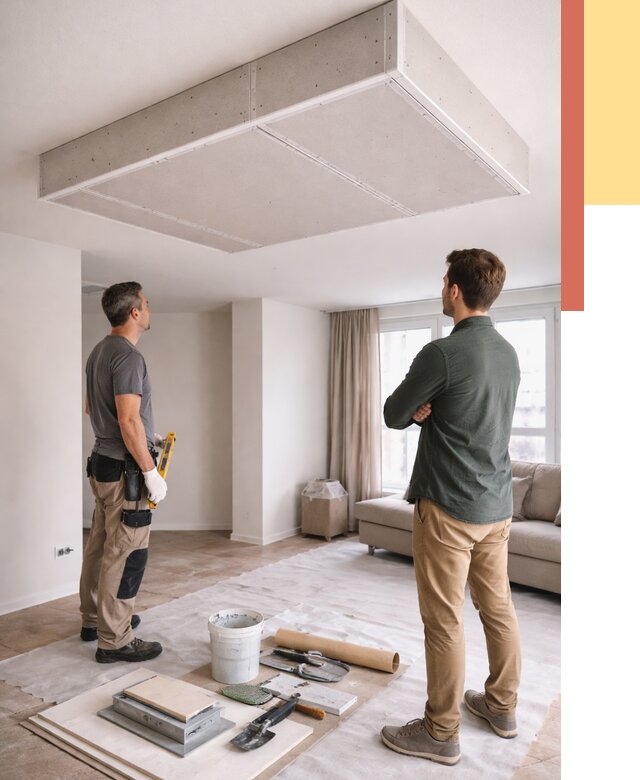 Короб на потолке из гипсокартона в Алапаевске от 2355 руб. — монтаж и услуги под ключ | ОТДЕЛОЧНИК-Лпв