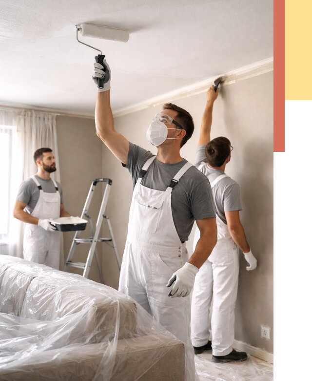 Покраска потолка водоэмельсионной краской в Алапаевске от 2355 руб/м² — услуги под ключ | ОТДЕЛОЧНИК-Лпв