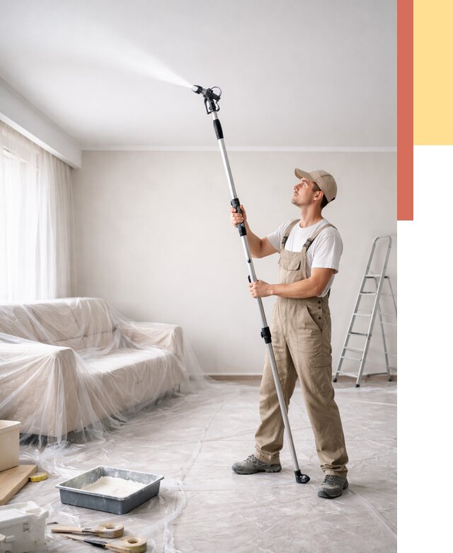 Покраска потолка краскопультом в Алапаевске от 4817 руб. быстро и недорого | ОТДЕЛОЧНИК-Лпв